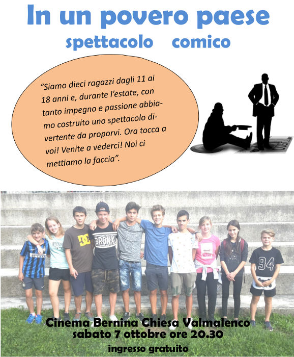 Al cinema Bernina sabato 7 ottobre lo spettacolo comico 